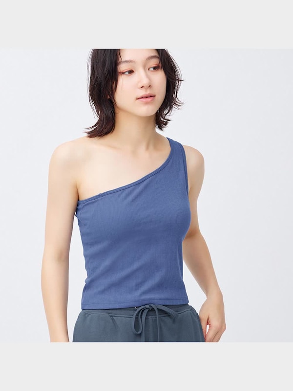 ブラフィールクロップドアシンメトリーネックタンクトップ