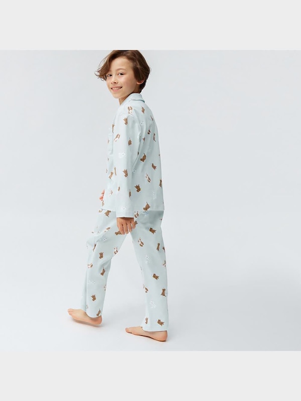 KIDS(男女兼用)カットソーパジャマ(長袖&ロングパンツ)(ドッグ)+E