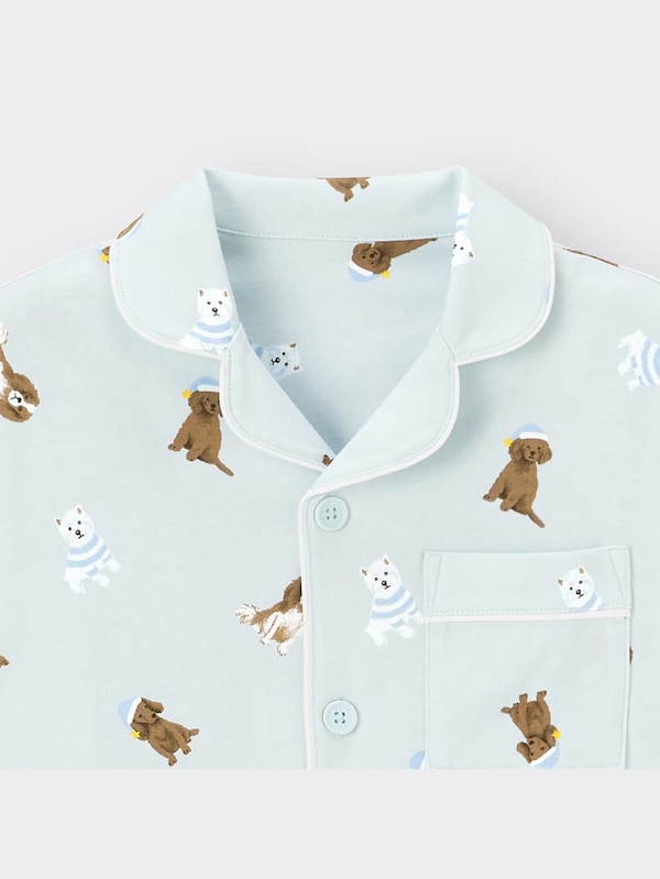 KIDS(男女兼用)カットソーパジャマ(長袖&ロングパンツ)(ドッグ)+E