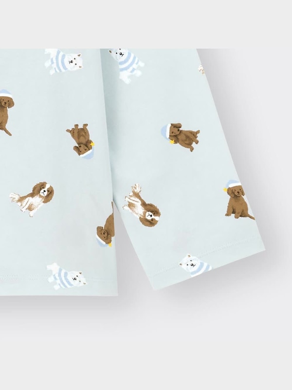 KIDS(男女兼用)カットソーパジャマ(長袖&ロングパンツ)(ドッグ)+E