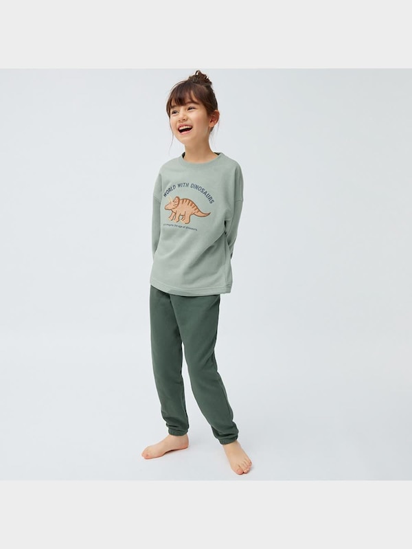 KIDS(男女兼用)ソフトスウェットラウンジセット(ダイナソー)(長袖&ロングパンツ)