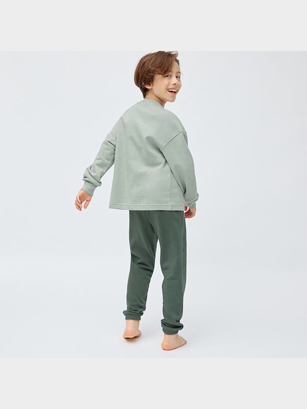 KIDS(男女兼用)ソフトスウェットラウンジセット(ダイナソー)(長袖&ロングパンツ)