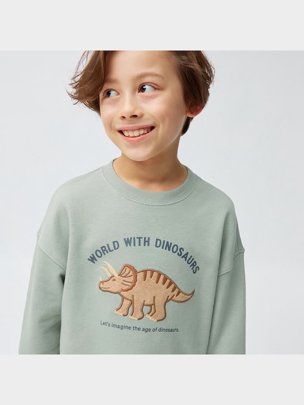 KIDS(男女兼用)ソフトスウェットラウンジセット(ダイナソー)(長袖&ロングパンツ)