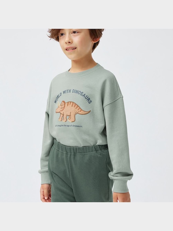KIDS(男女兼用)ソフトスウェットラウンジセット(ダイナソー)(長袖&ロングパンツ)