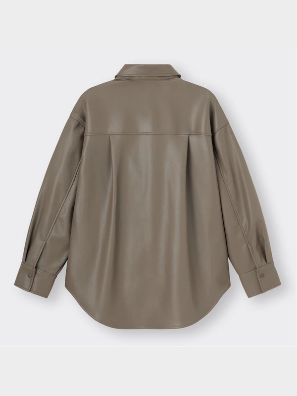 フェイクレザーオーバーサイズシャツ(長袖)(セットアップ可能)