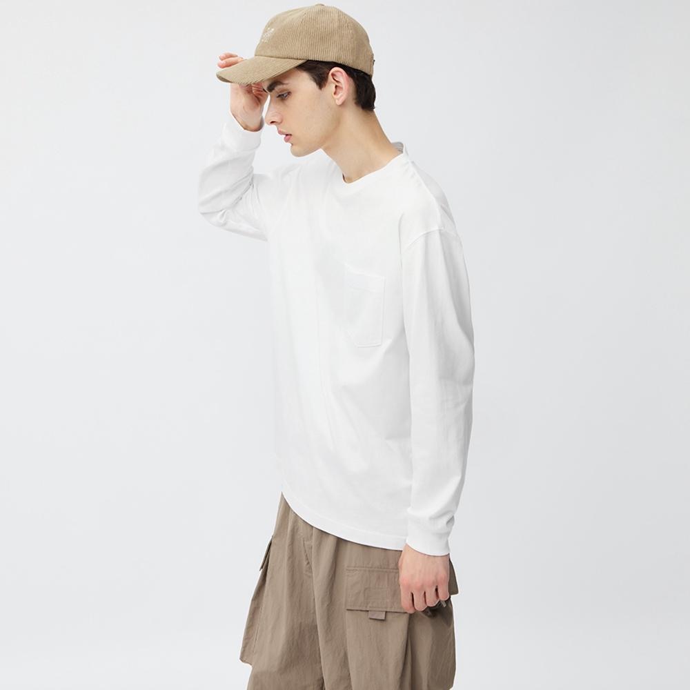 GU ヘビーウェイトクルーネックT(長袖) ホワイト - Tシャツ