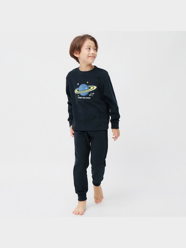 KIDS(男女兼用)フリースラウンジセット(長袖&ロングパンツ)(プラネット)