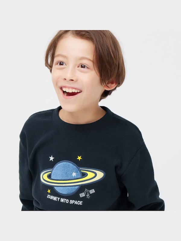 KIDS(男女兼用)フリースラウンジセット(長袖&ロングパンツ)(プラネット)