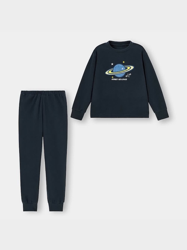 KIDS(男女兼用)フリースラウンジセット(長袖&ロングパンツ)(プラネット)