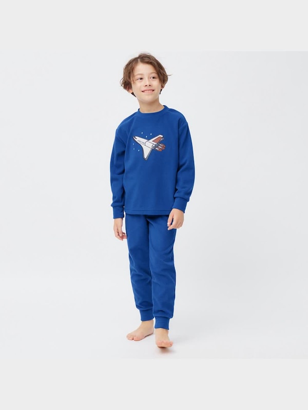 KIDS(男女兼用)フリースラウンジセット(長袖&ロングパンツ)(スペースシャトル)