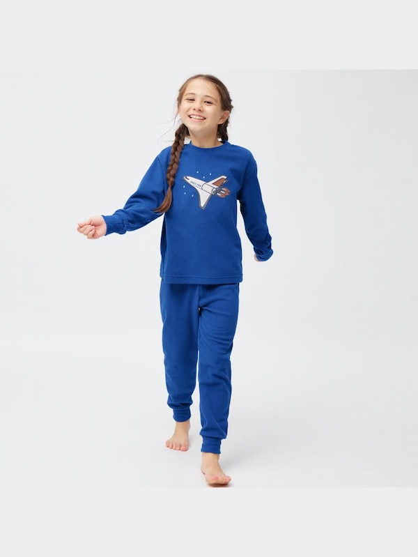KIDS(男女兼用)フリースラウンジセット(長袖&ロングパンツ)(スペースシャトル)