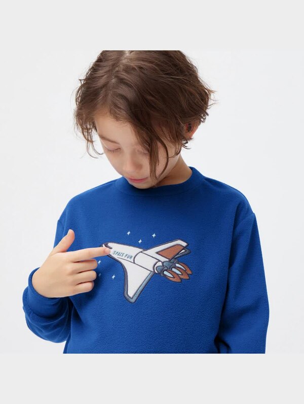 KIDS(男女兼用)フリースラウンジセット(長袖&ロングパンツ)(スペースシャトル)