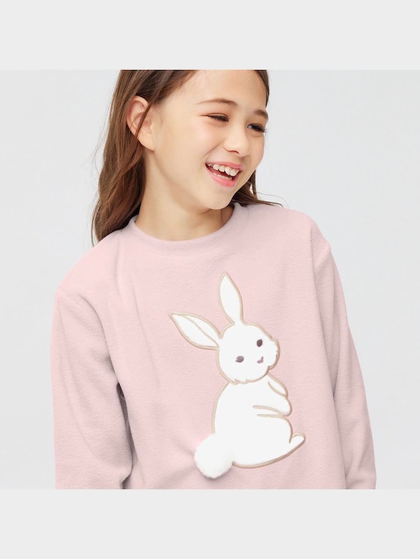 GIRLSフリースラウンジセット(長袖&ロングパンツ)(ラビット)