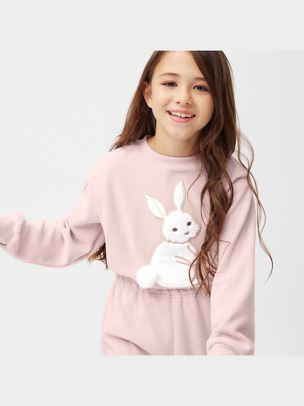 GIRLSフリースラウンジセット(長袖&ロングパンツ)(ラビット)