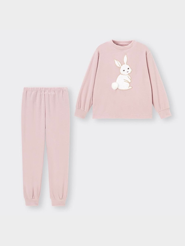 GIRLSフリースラウンジセット(長袖&ロングパンツ)(ラビット)