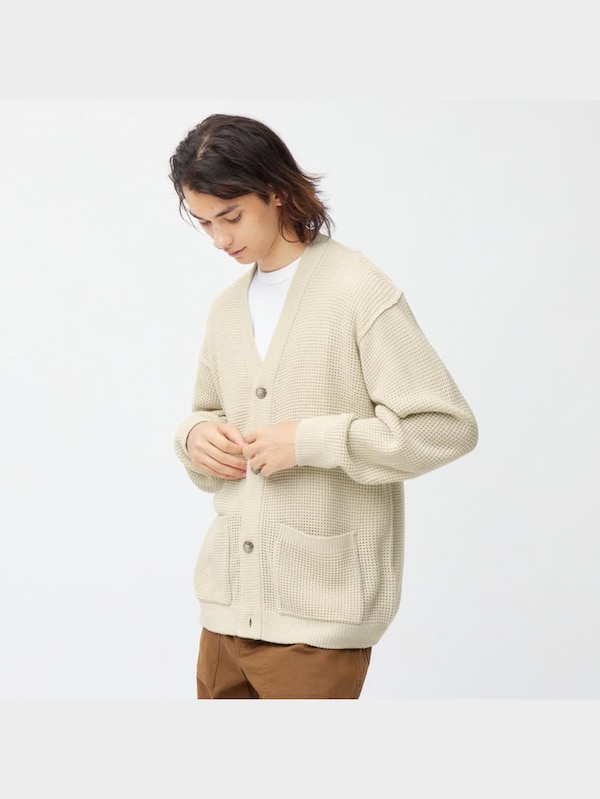 ワッフルカーディガン(長袖)