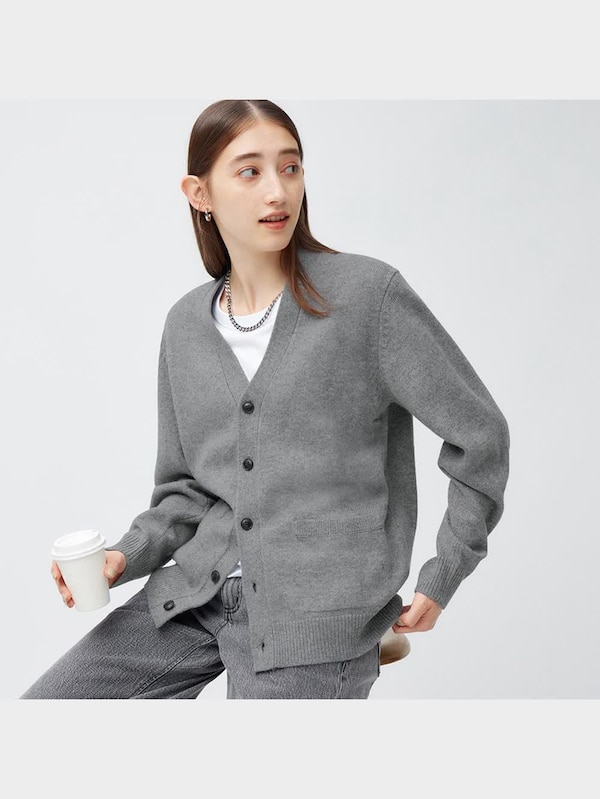 ラムブレンドVネックカーディガン(長袖)