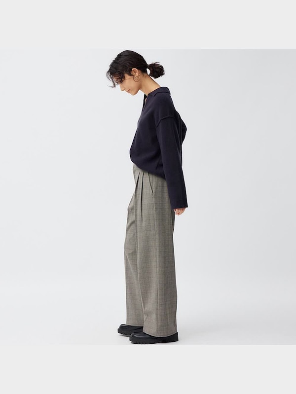 タックワイドパンツ(チェック)(丈標準70.0～74.0cm)(2023年秋アイテム)