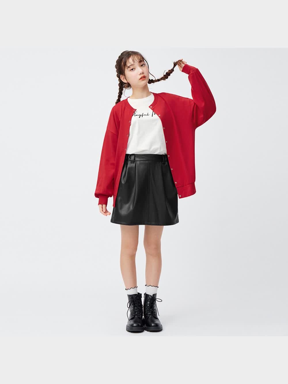 GU公式 | GIRLSカットソーオーバーサイズカーディガン(長袖)