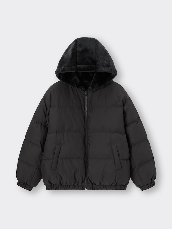 GIRLSヒートパデッドフェイクファーフードブルゾンJR