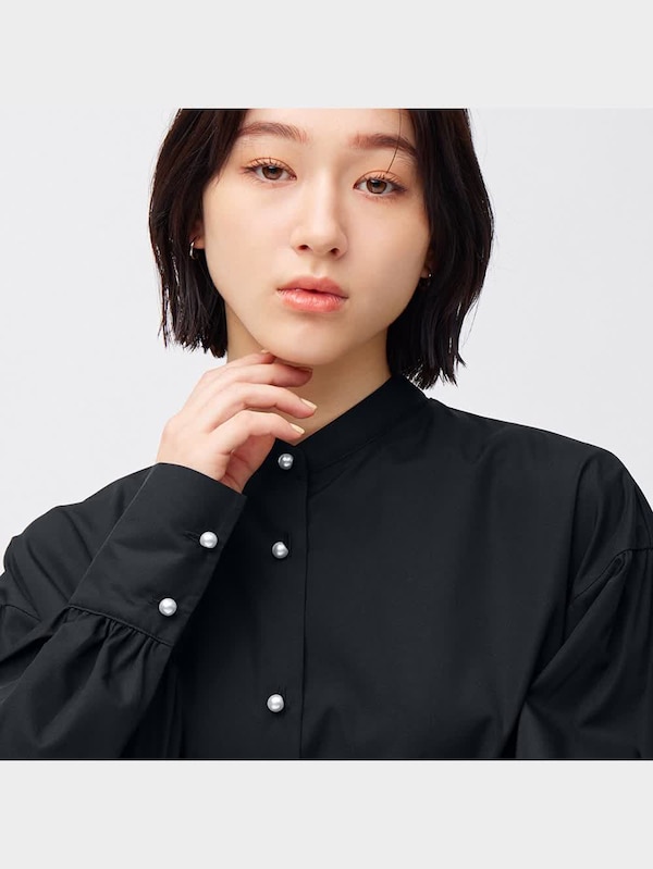 パールボタンブラウス(長袖)