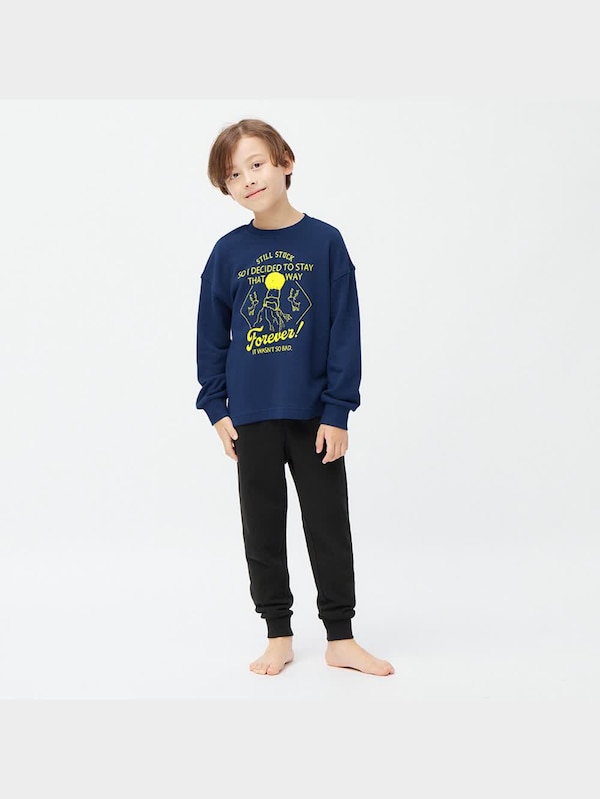 KIDS(男女兼用)ソフトスウェットラウンジセット長袖&ロングパンツ ヨシタケシンスケ/もう ぬげない 3