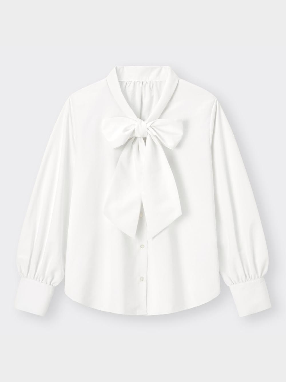 超多弁　ホワイト GU公式 | ビッグボウタイブラウス(長袖)