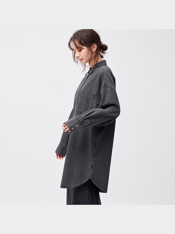 デニムミニシャツワンピース(長袖)+E