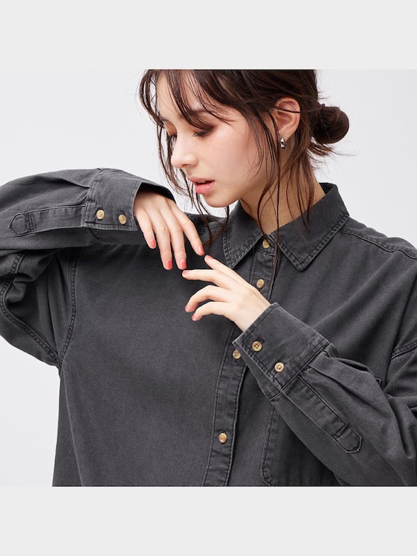 デニムミニシャツワンピース(長袖)+E