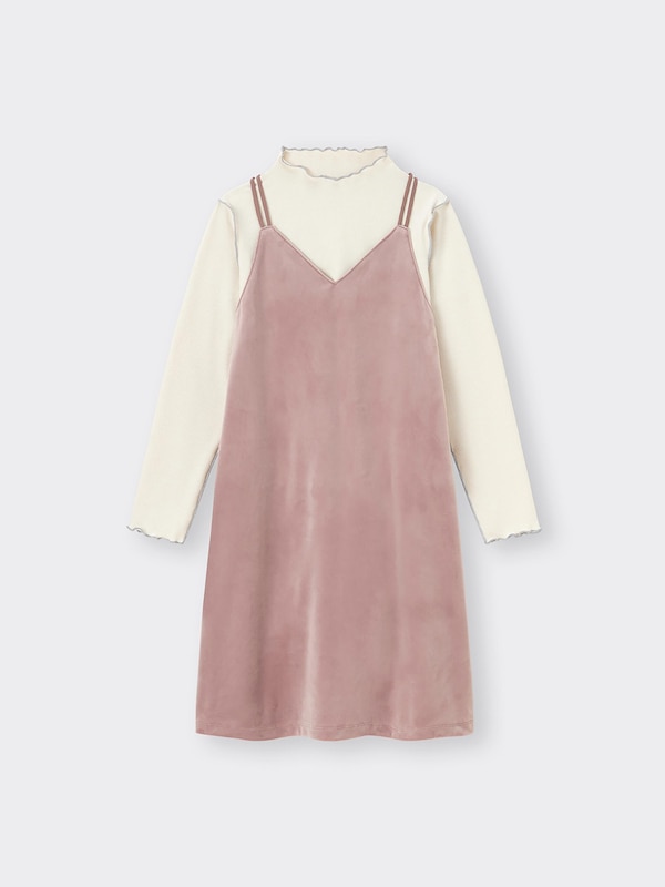 GIRLSリブTセットベロアキャミソールワンピース(長袖)