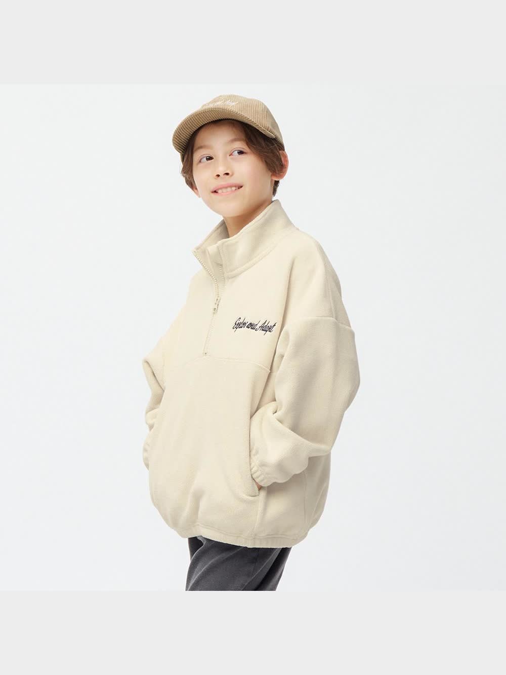 GU公式 | KIDS(男女兼用)ストレッチフリースハーフジッププル