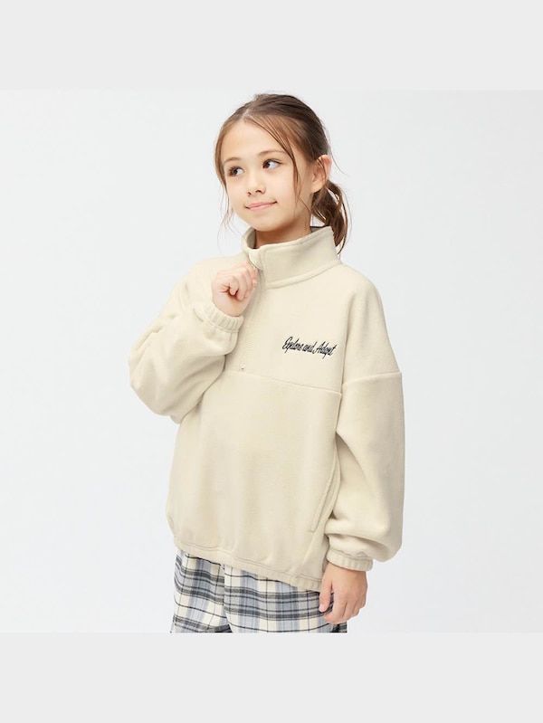 KIDS(男女兼用)ストレッチフリースハーフジッププルオーバー(長袖)