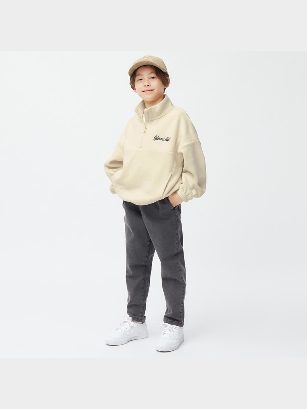 GU公式 | KIDS(男女兼用)ストレッチフリースハーフジッププル