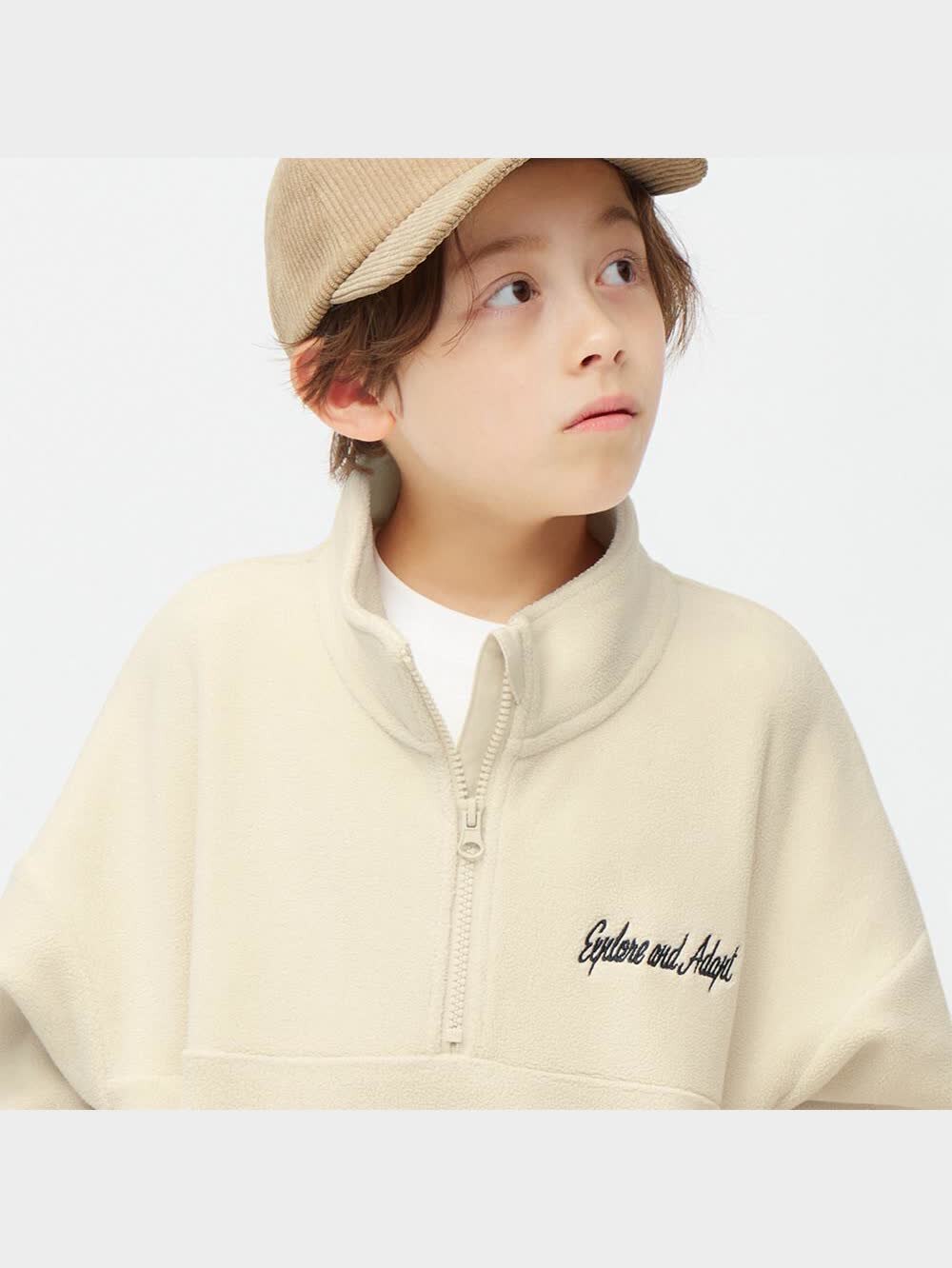 GU公式 | KIDS(男女兼用)ストレッチフリースハーフジッププル