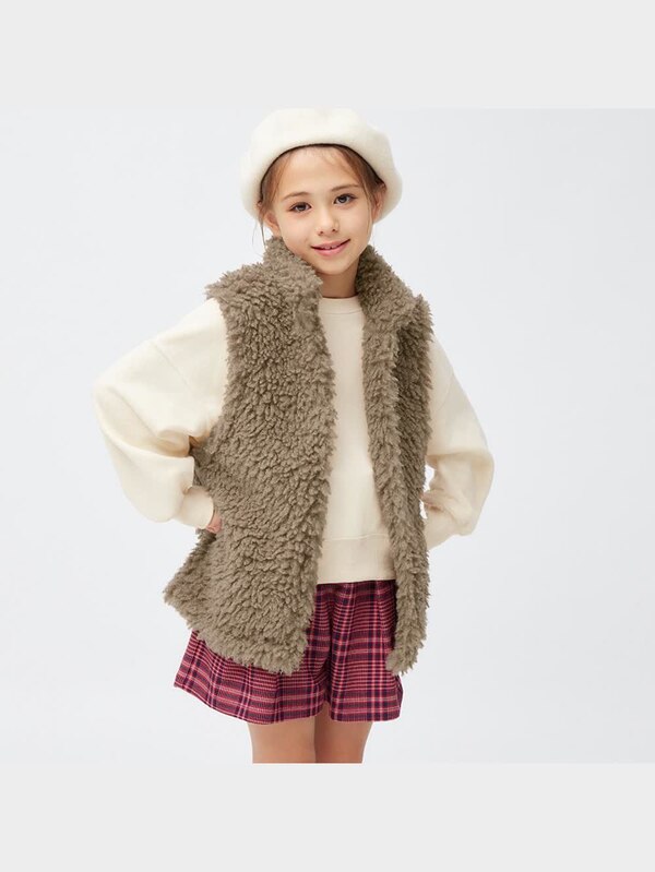 GIRLSカーリーフリースベスト&スウェットワンピースセット(長袖)