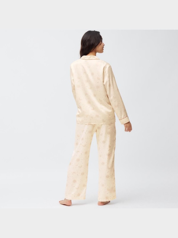 サテンパジャマ(長袖&ロングパンツ)(サンアンドムーン)