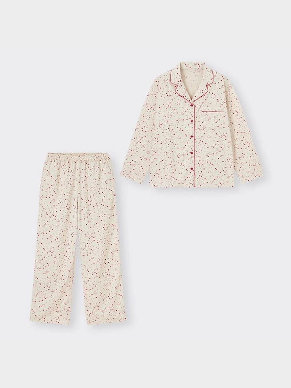 コットンブレンドパジャマ(長袖&ロングパンツ)(ハート)+E