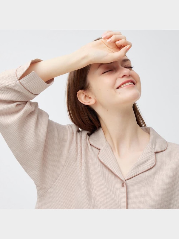 オーガニックコットンダブルガーゼパジャマ長袖&ロングパンツ+E