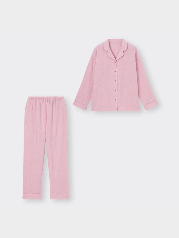 オーガニックコットンダブルガーゼパジャマ長袖&ロングパンツ+E