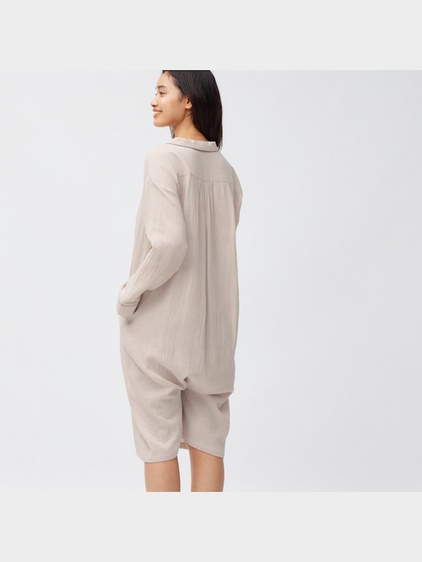 オーガニックコットンダブルガーゼパジャマワンピース(長袖)+X