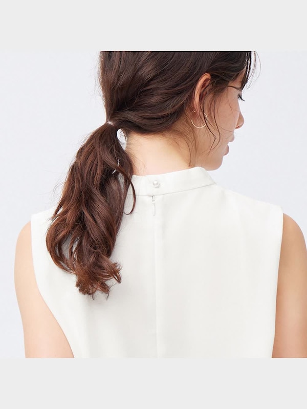 スタンドカラーブラウス(ノースリーブ)Z+X