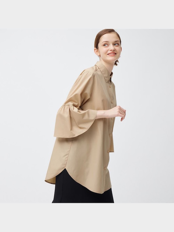 フレアスリーブロングシャツ(7分袖)Z+E