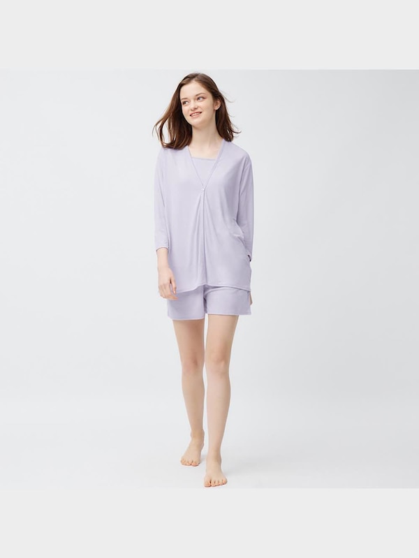 ミルクブレンド3ピースラウンジセット7分袖&ショートパンツ