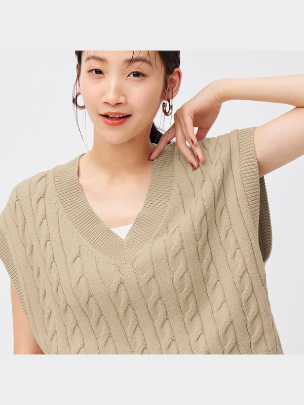 ケーブルクロップドセーター(ノースリーブ)+E