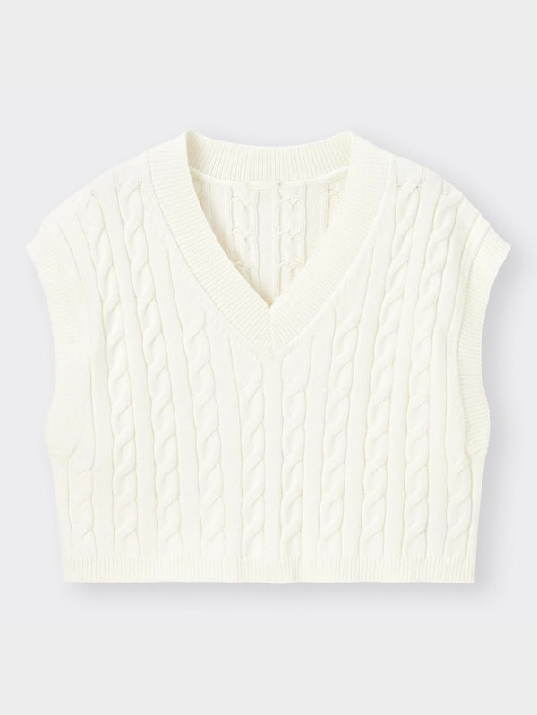 ケーブルクロップドセーター(ノースリーブ)+E