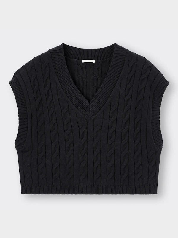 ケーブルクロップドセーター(ノースリーブ)+E