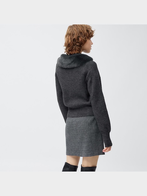 フェイクファーカラーカーディガン(長袖)+E