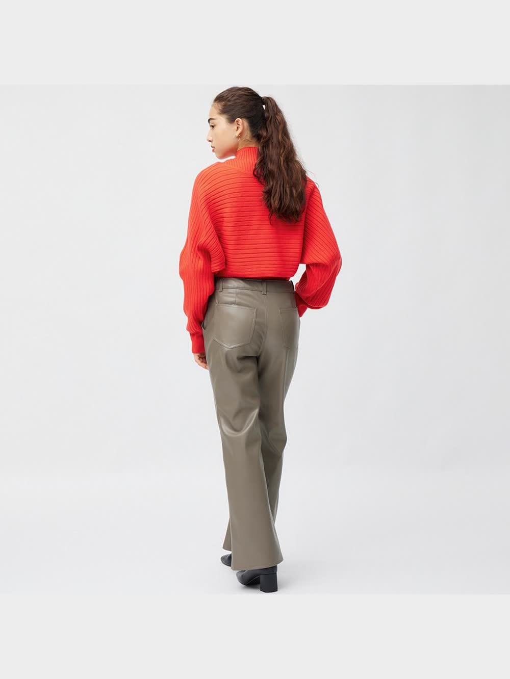 GU公式 | フェイクレザーワイドパンツ+E 【XU】希少 韓国ストリート 合