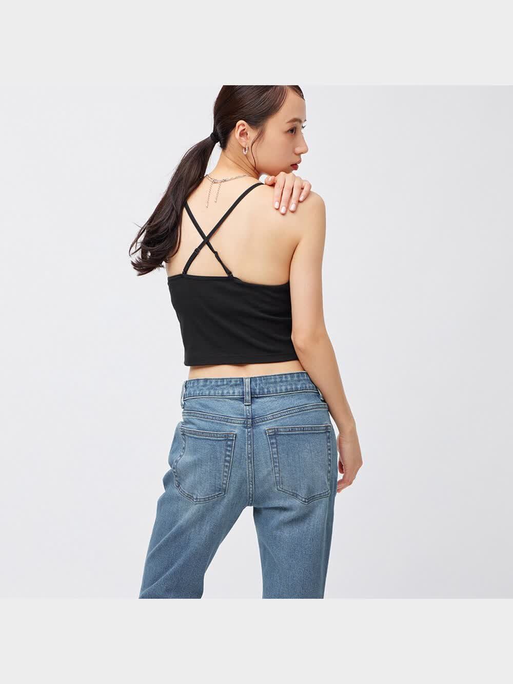 水ぽっいの GU公式 | ミドルライズフレアジーンズB+EC(丈短め68.0cm)