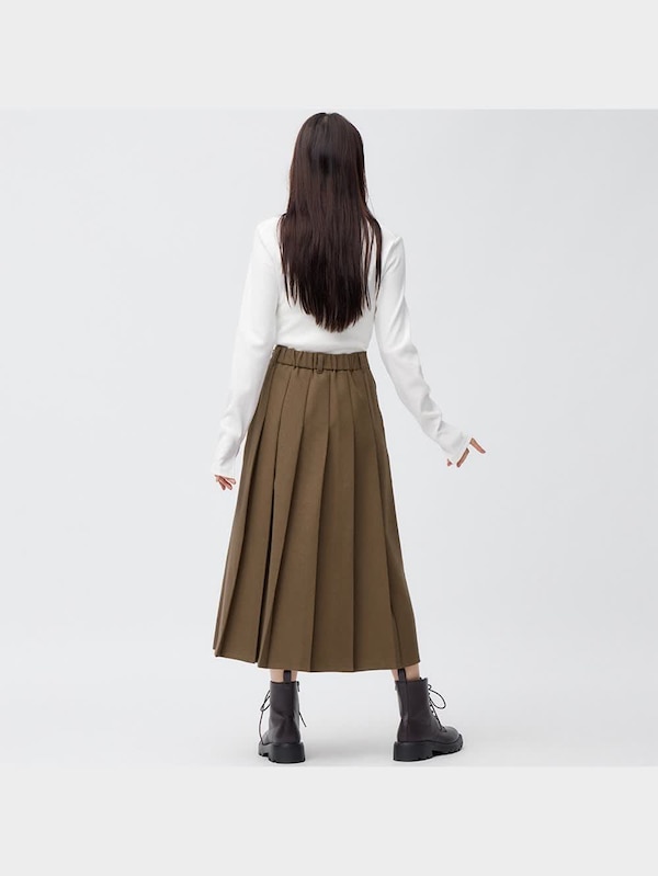プリーツAラインミディスカート+E